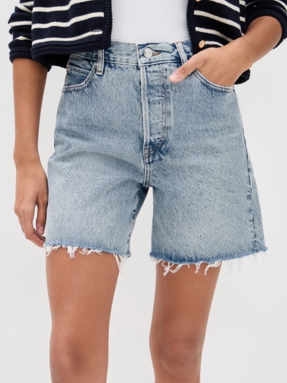 FRAME Timeless Button Fly Denim Cut Off Short in Tricky Size 27